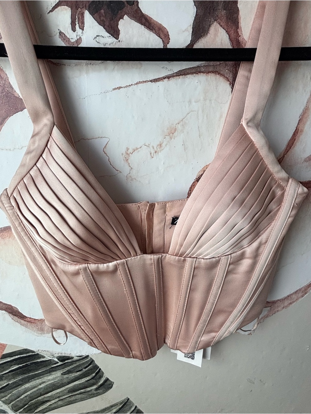Zara Blush Pink Satin Corset Bralette - Picture 2 of 4